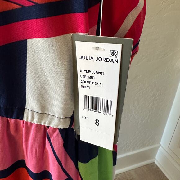 JULIA JORDAN | Women’s Ruffle Tiered Drawstring Waist Midi Dress NEW Stripe 8 - Picture 10 of 16